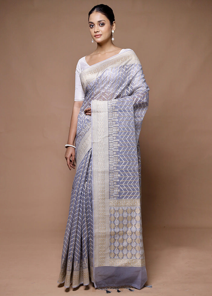 Blue Kora Silk Saree With Blouse Piece 2025 Newest Online