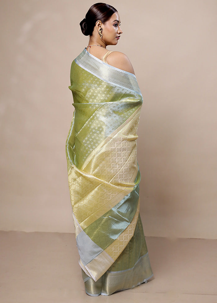 Green Tissue Silk Saree With Blouse Piece Discount Great Deals