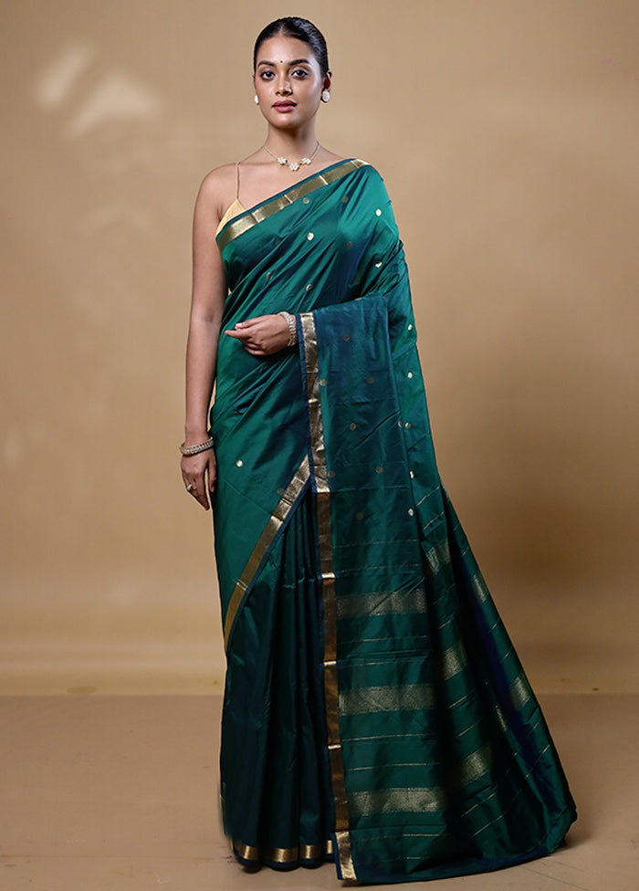 Green Kanjivaram Silk Saree With Blouse Piece Comfortable Online