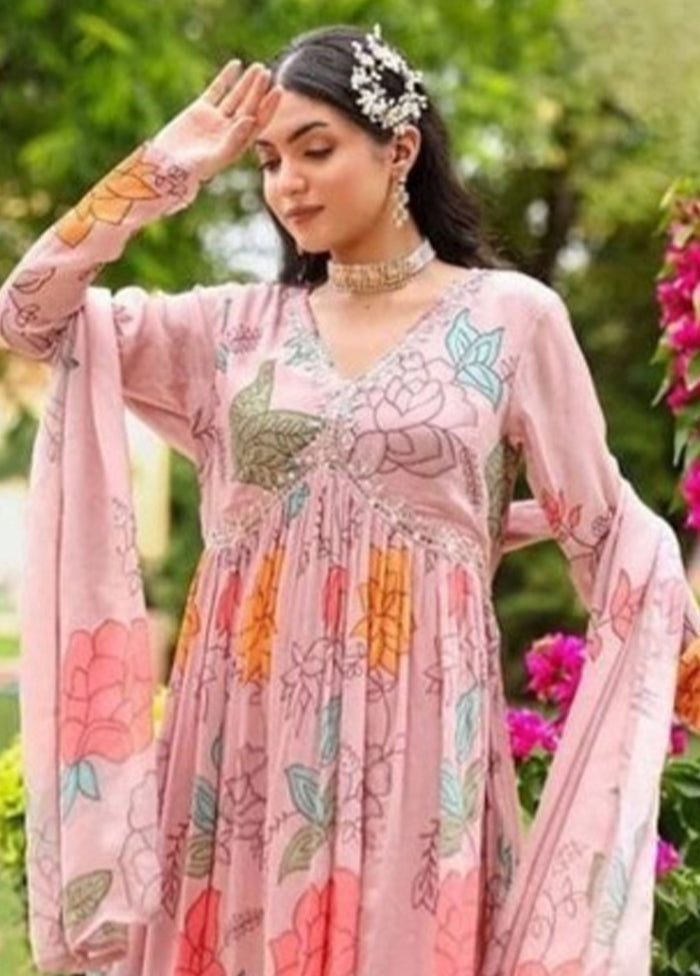 3 Pc Pink Readymade Georgette Suit Set Clearance 2025