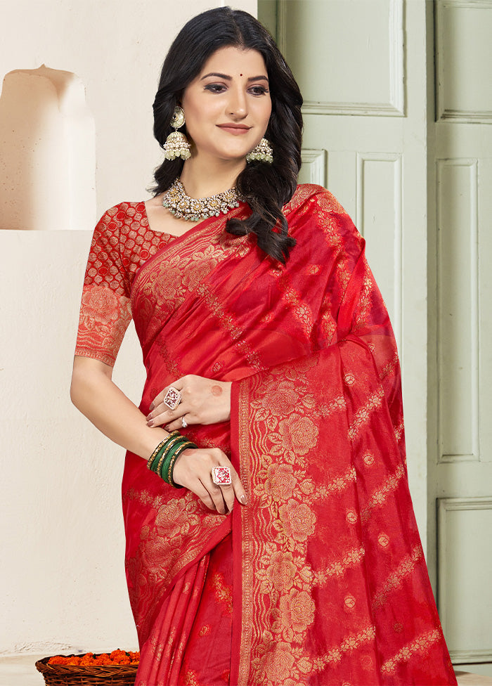 Red Spun Silk Saree With Blouse Piece Buy Cheap Pices