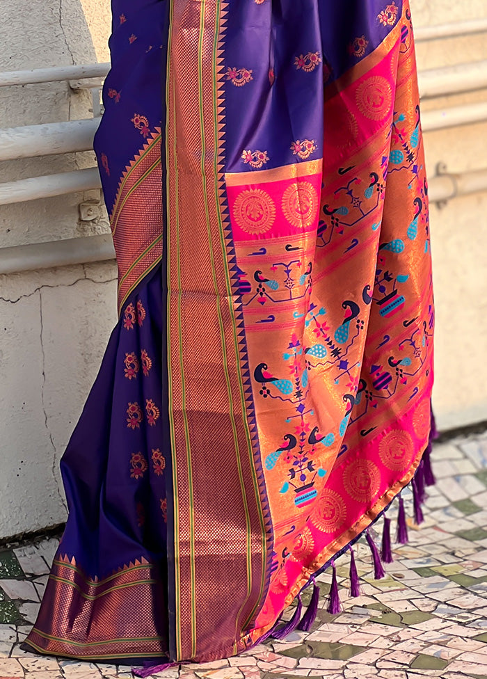 Voilet Spun Silk Saree With Blouse Piece Shop For Cheap Pice