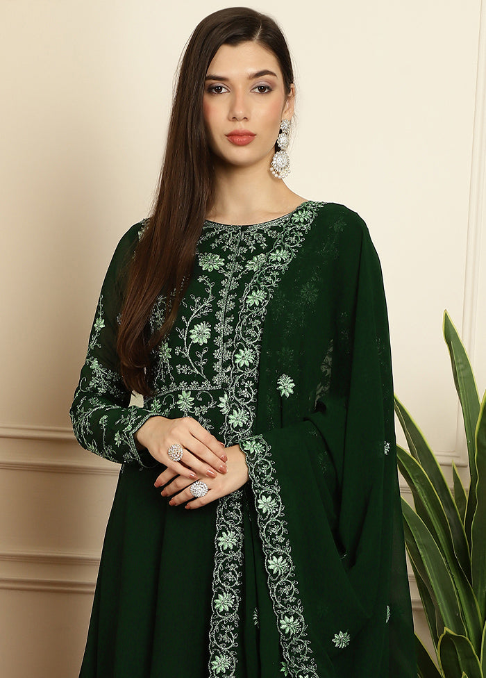 Green Semi Stitched Georgette Indian Dress Free Shipping Manchester