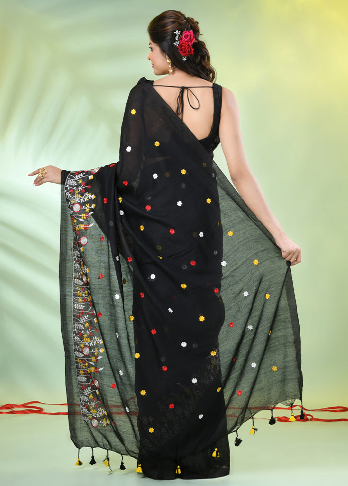 Black Cotton Saree With Blouse Piece Best Pices Online