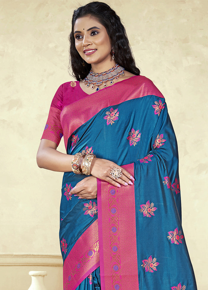 Blue Dupion Silk Saree With Blouse Piece Release Dates