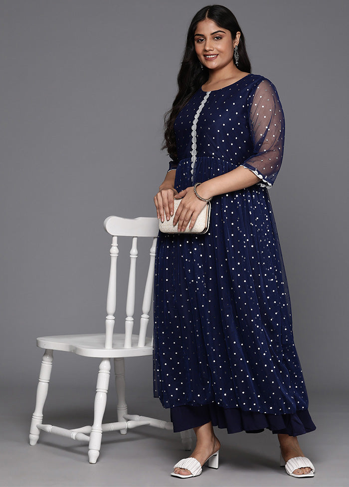 Navy Blue Readymade Net Indian Dress From China