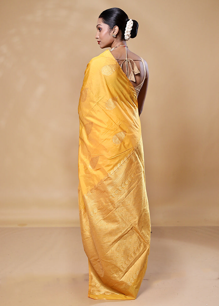 Yellow Kanjivaram Silk Saree With Blouse Piece Best Place Sale Online