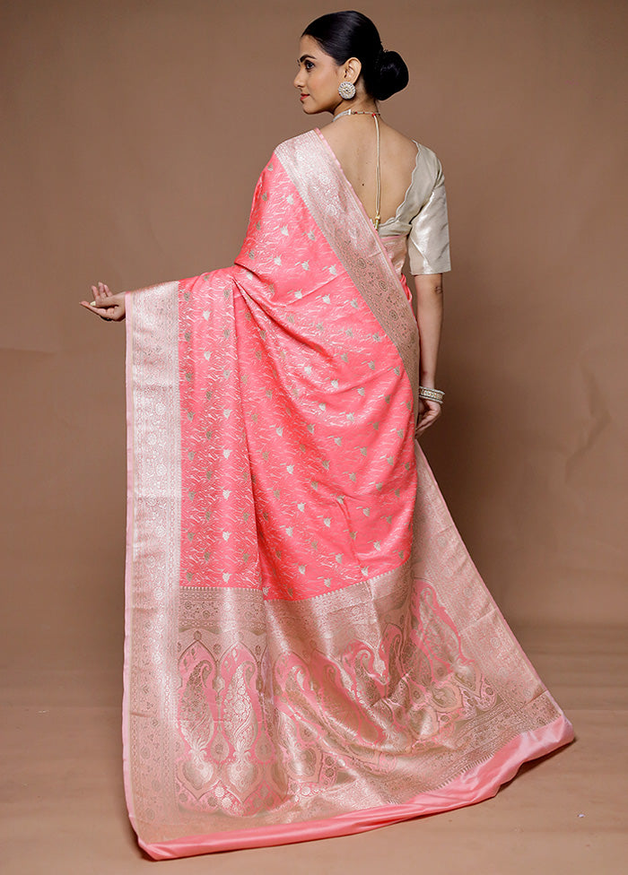 Pink Katan Silk Saree With Blouse Piece Cheap Supply