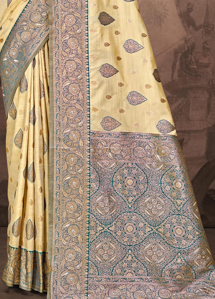 Beige Dupion Silk Saree With Blouse Piece Clearance Pick A Best